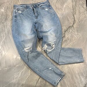 American Eagle Outfitters Blue Boyfriend Jeans Distressed Relaxed Fit